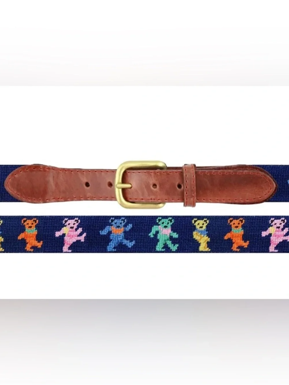 Smathers & Branson Italian Leather & Hand-Stitched Dancing Bears Men’s Belt - 38
